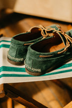 Wythe x Yuketen Handmade Suede Canoe Mocs - Evergreen
