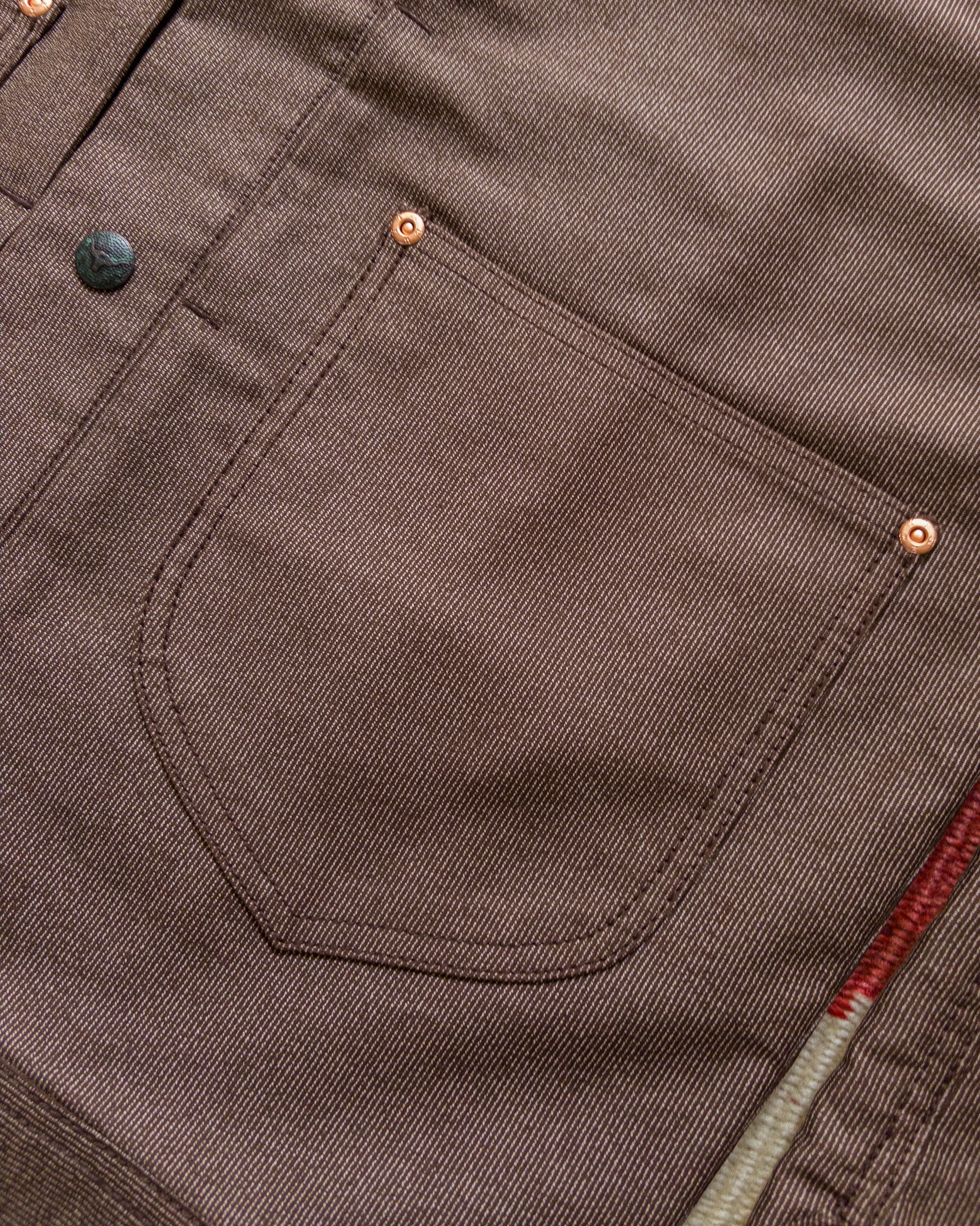 Japanese Wabash Stripe Moleskin Ranch Jacket - Espresso Brown