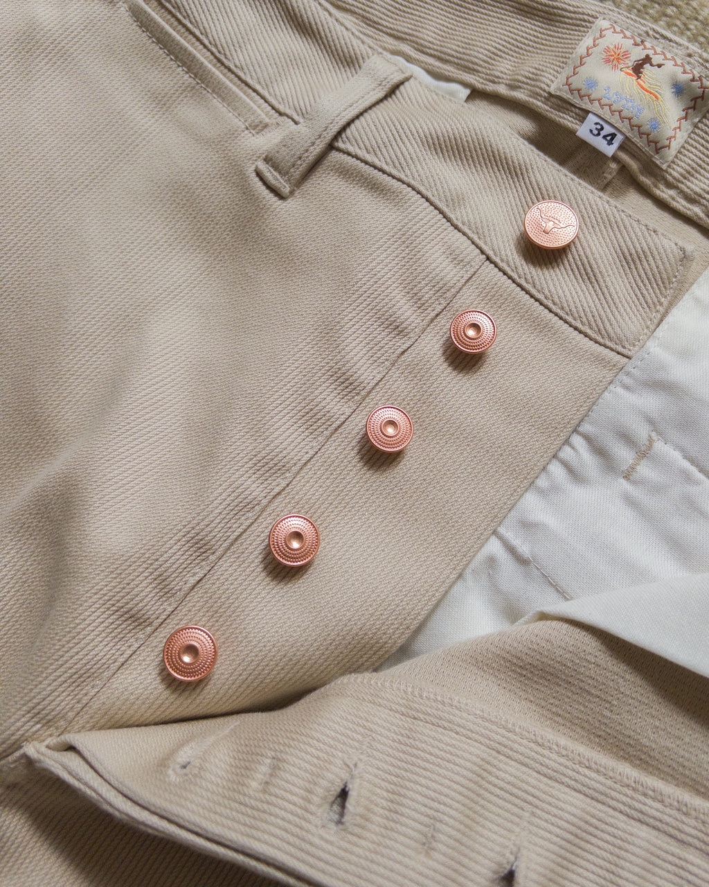Bedford Cord Flat Front Chino - Off White