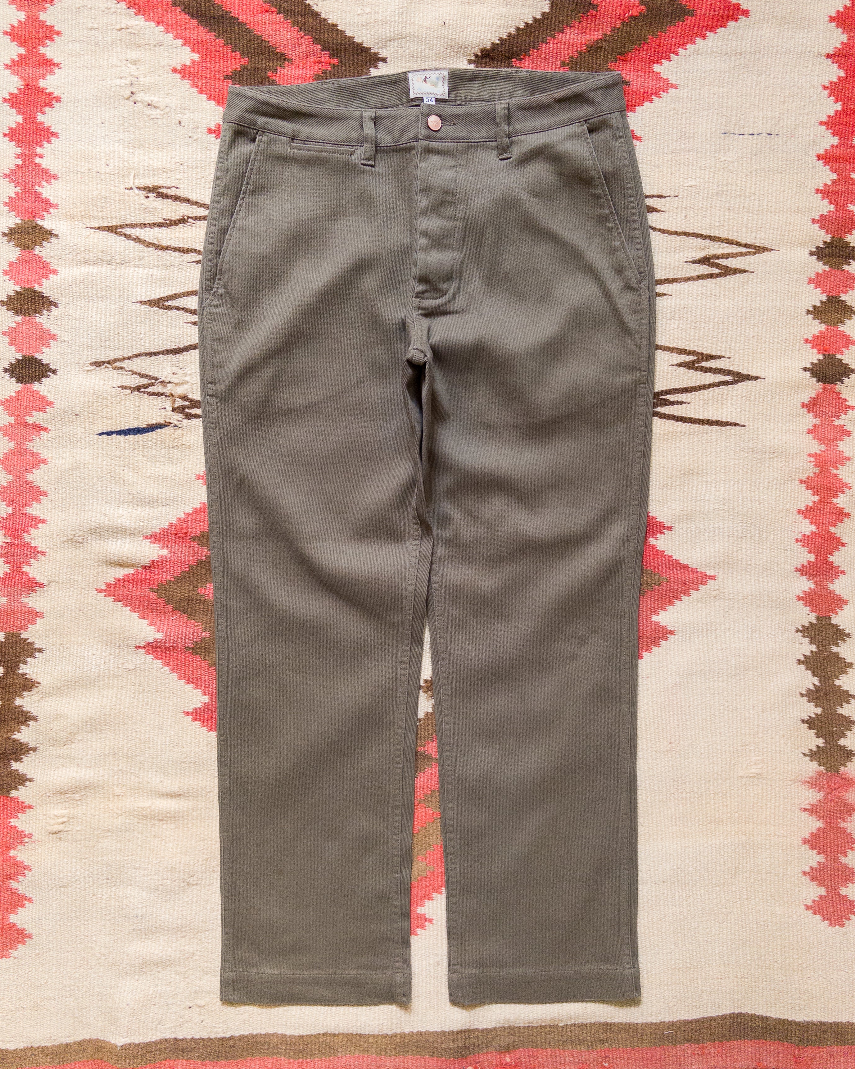 Bedford Cord Flat Front Chino - Faded Olive