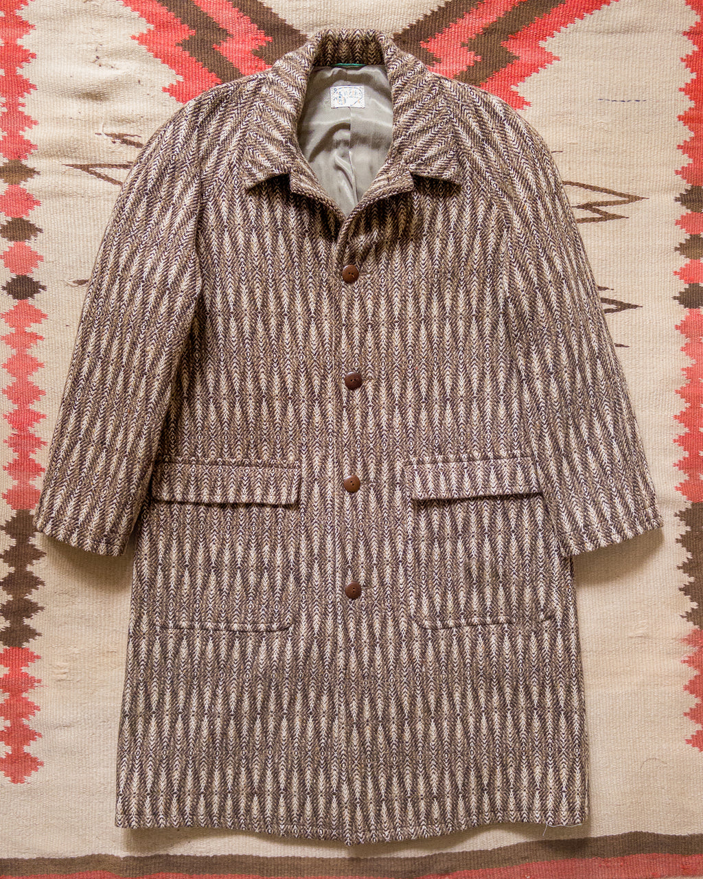 Raglan Wool Overcoat - Diamond Ombre Tweed