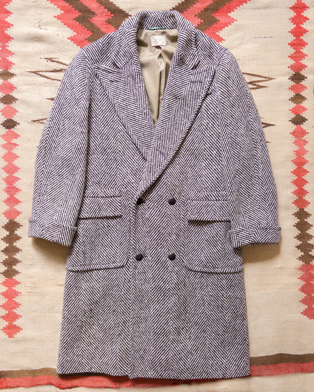 Polo Coat - Black/Cream Herringbone Tweed