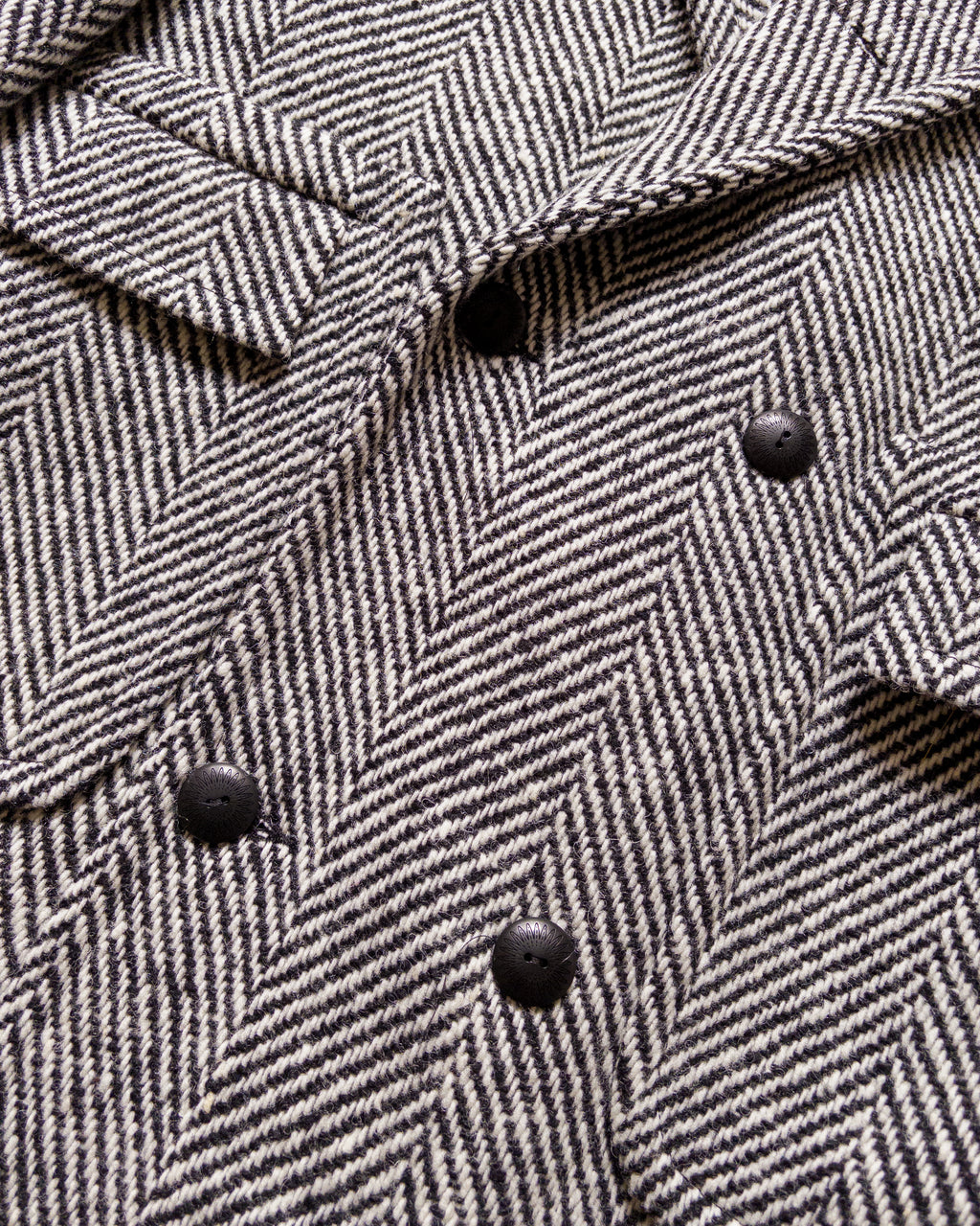 Polo Coat - Black/Cream Herringbone Tweed