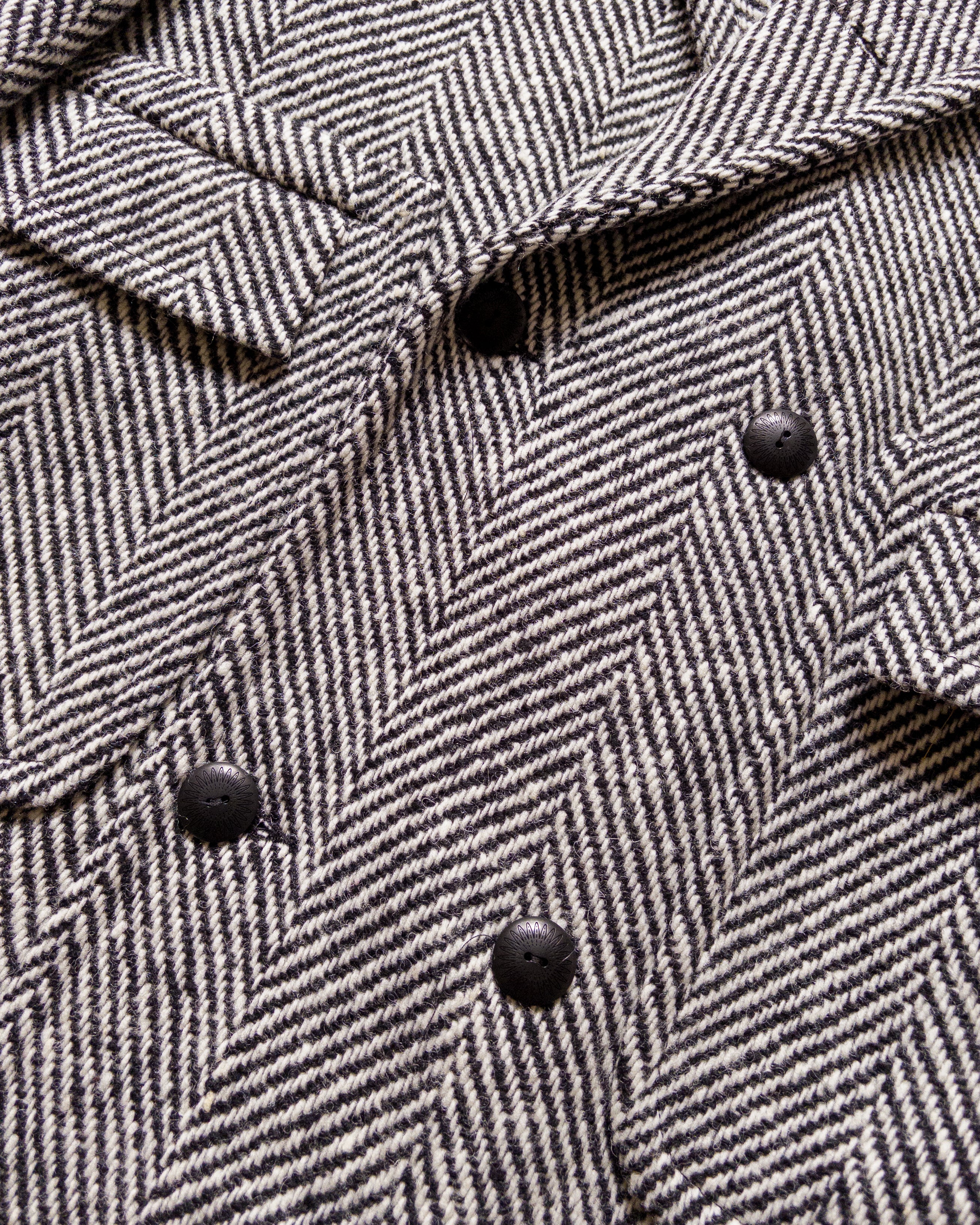 Polo Coat - Black/Cream Herringbone Tweed
