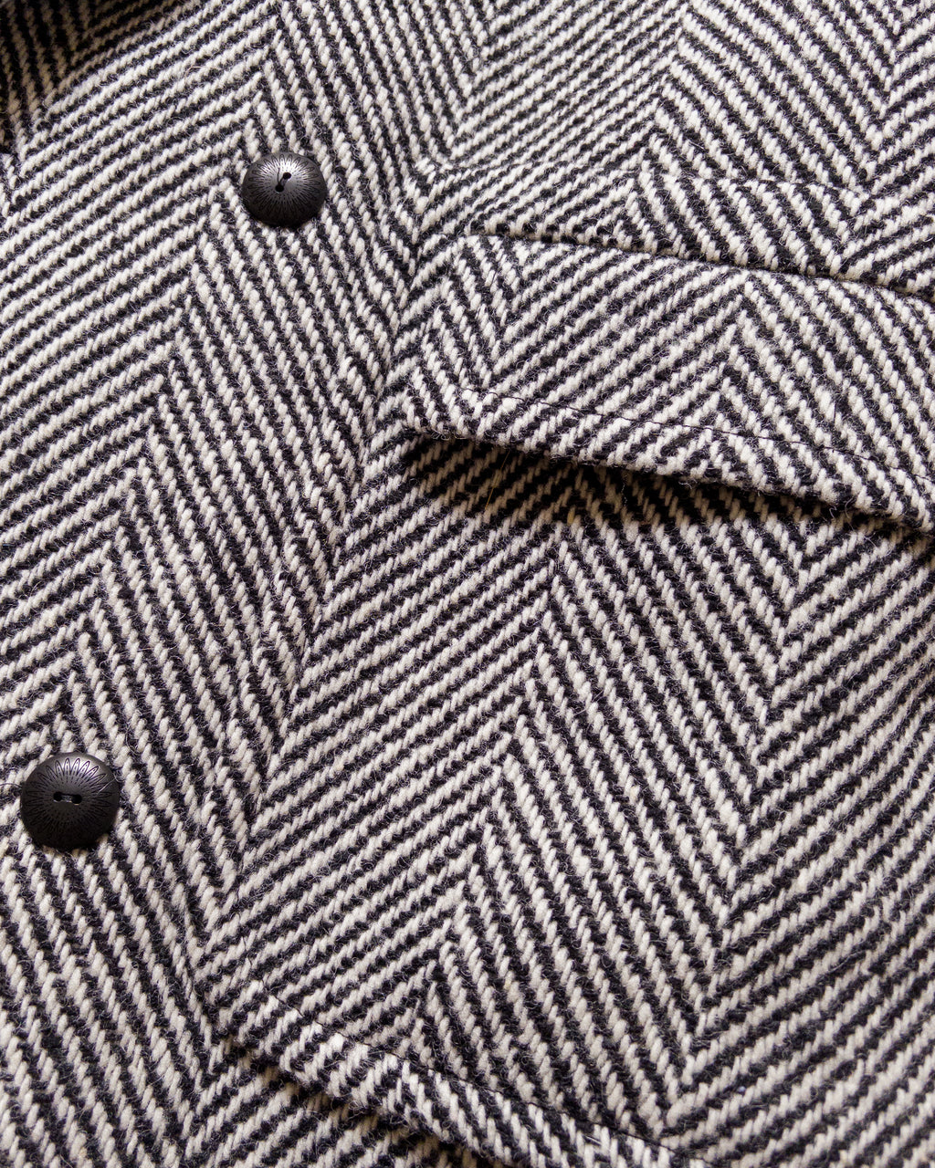Polo Coat - Black/Cream Herringbone Tweed