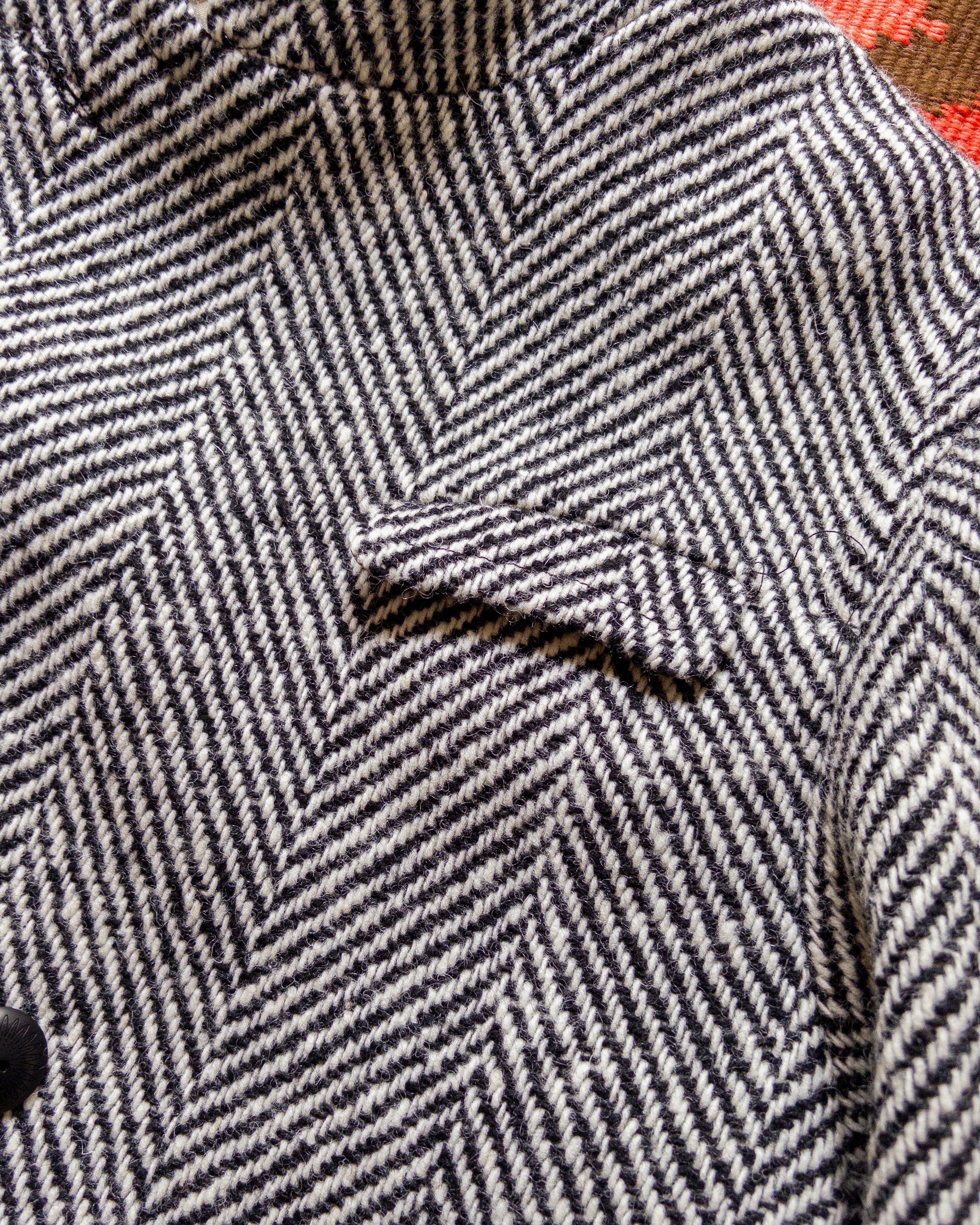 Polo Coat - Black/Cream Herringbone Tweed