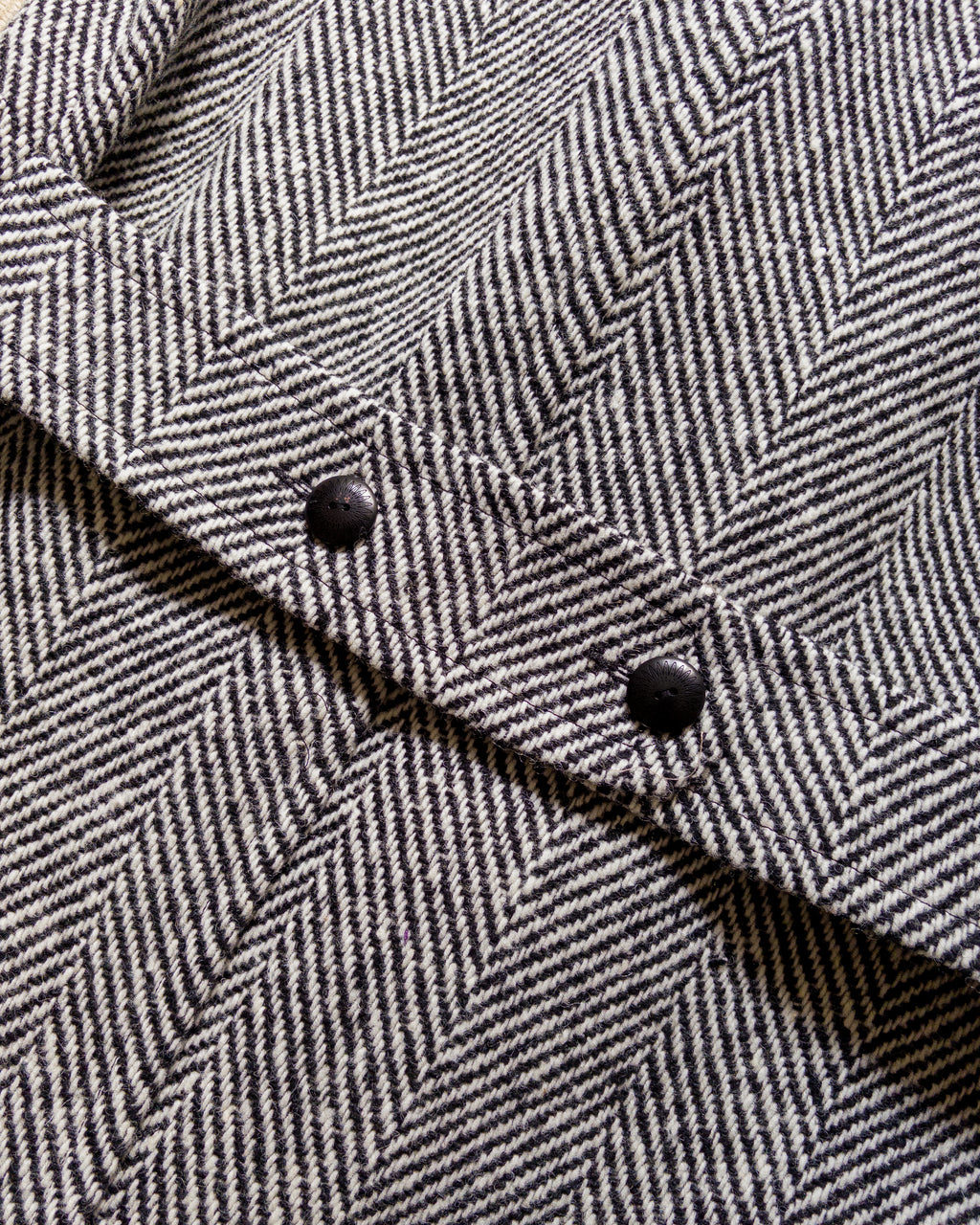Polo Coat - Black/Cream Herringbone Tweed