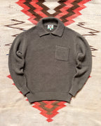 Moss Stitch Collared Sweater - Dusty Olive