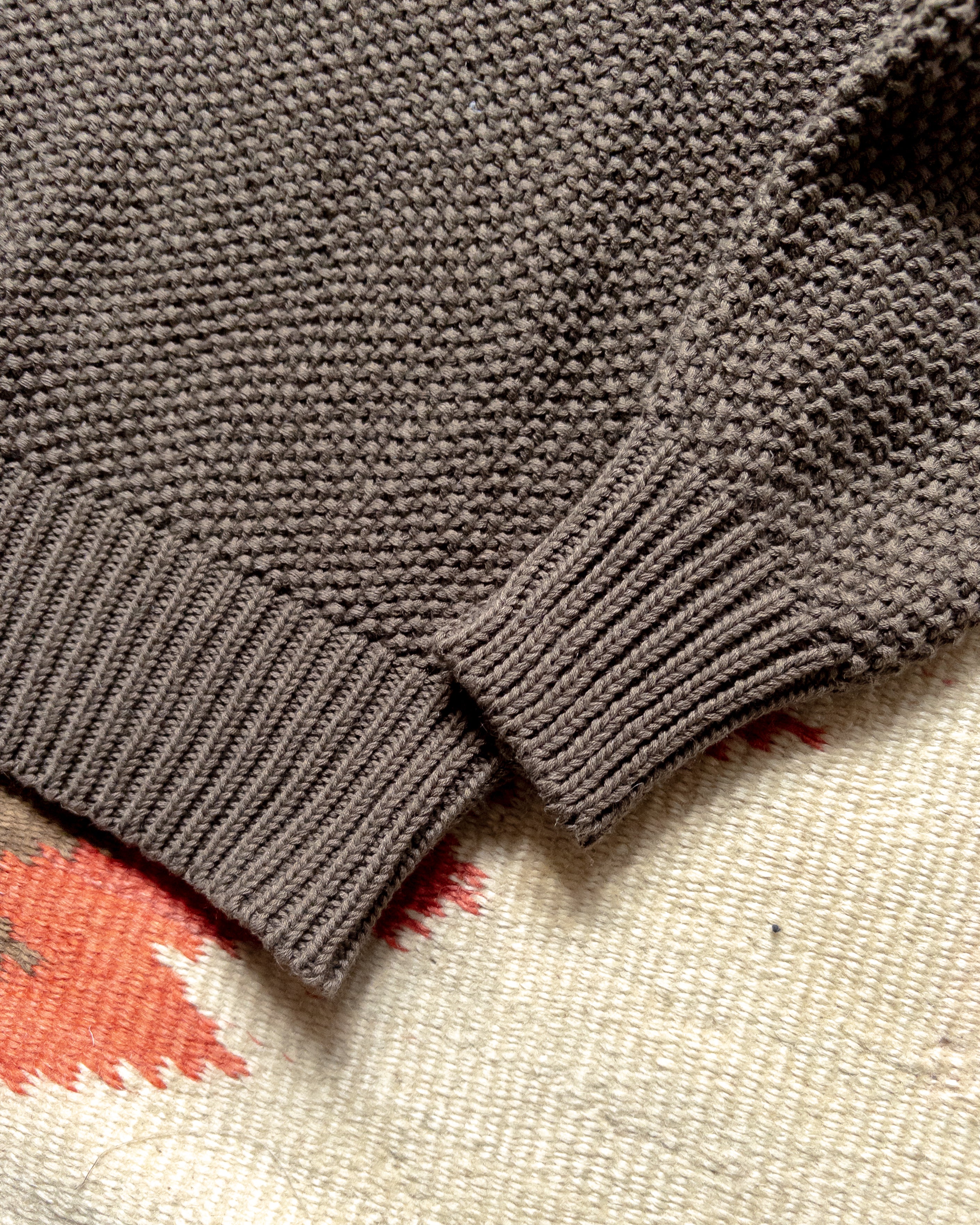 Moss Stitch Collared Sweater - Dusty Olive