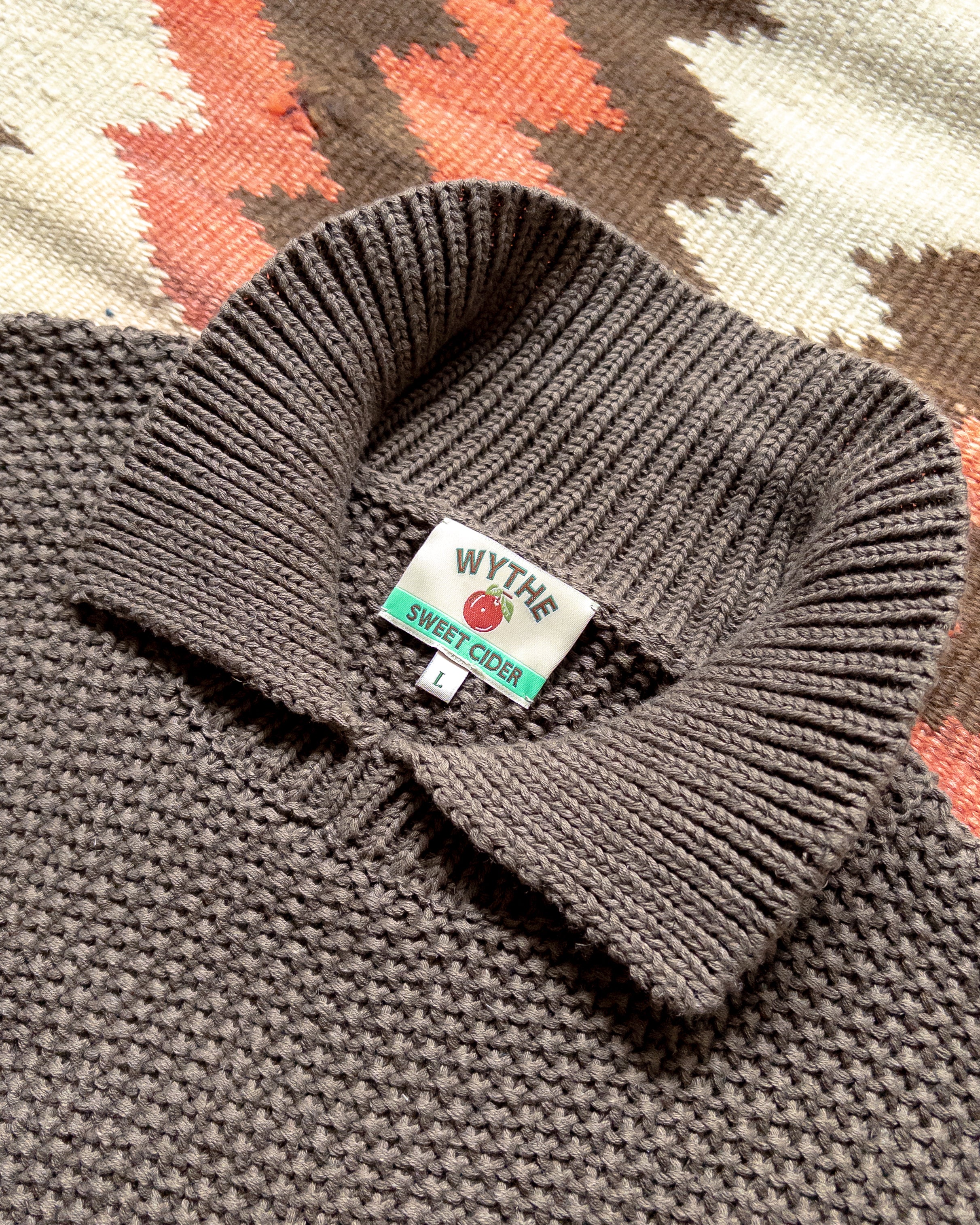 Moss Stitch Collared Sweater - Dusty Olive