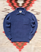 Moss Stitch Collared Sweater - Faded Navy