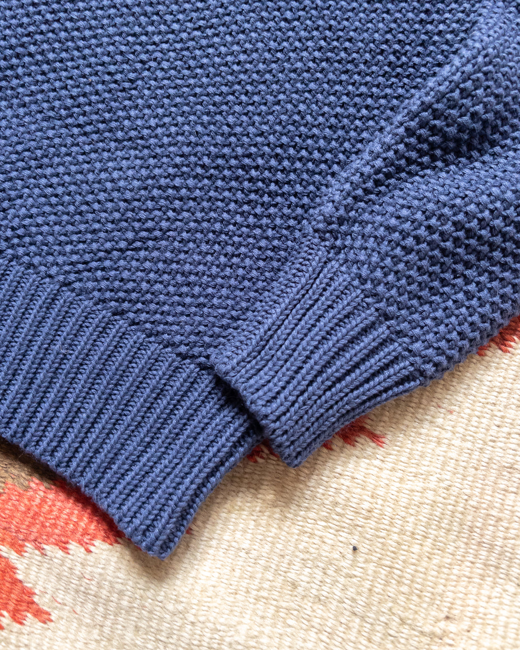 Moss Stitch Collared Sweater - Faded Navy