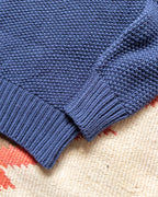 Moss Stitch Collared Sweater - Faded Navy