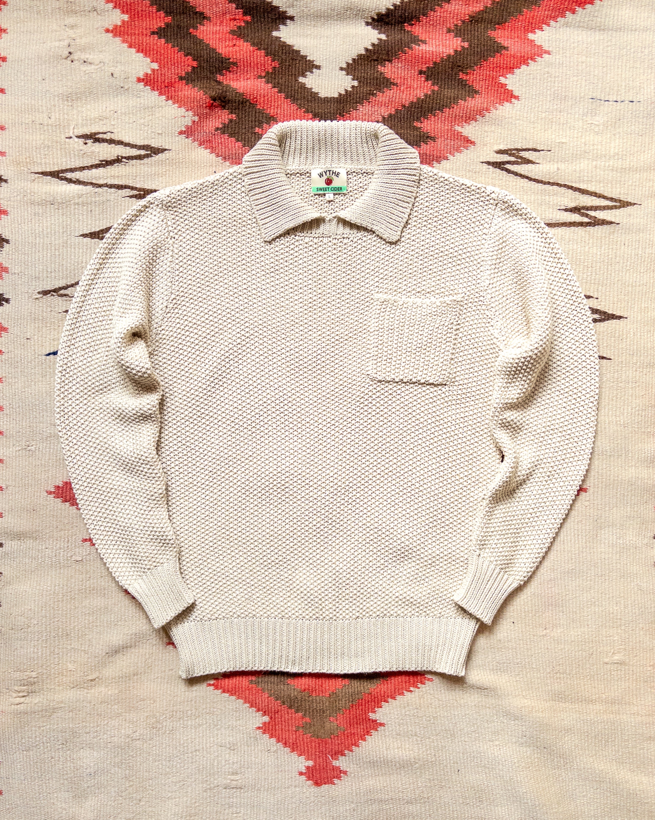 Moss Stitch Collared Sweater - Buttermilk