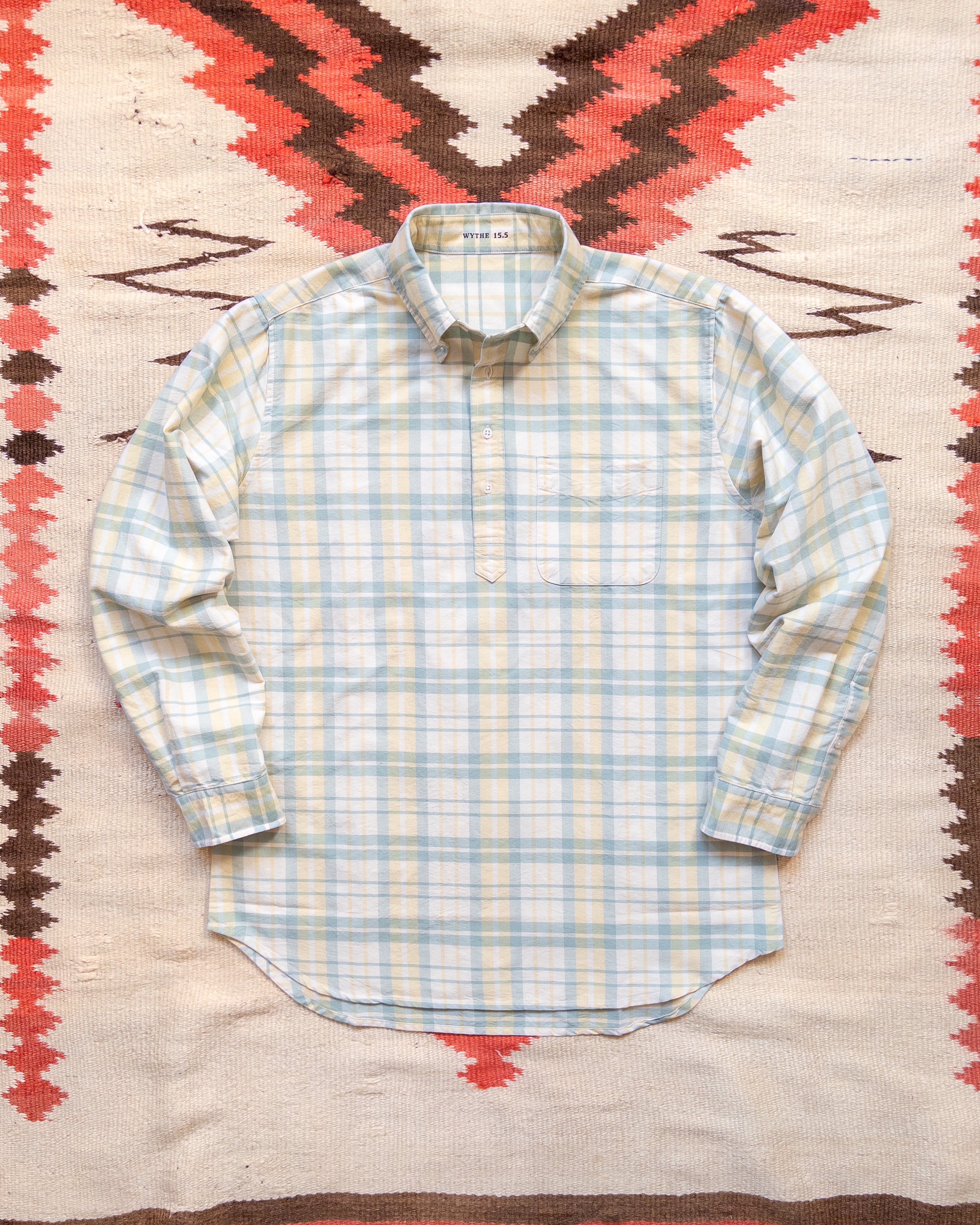 Oxford Cloth Button Down Popover - Sage and Sunflower Plaid