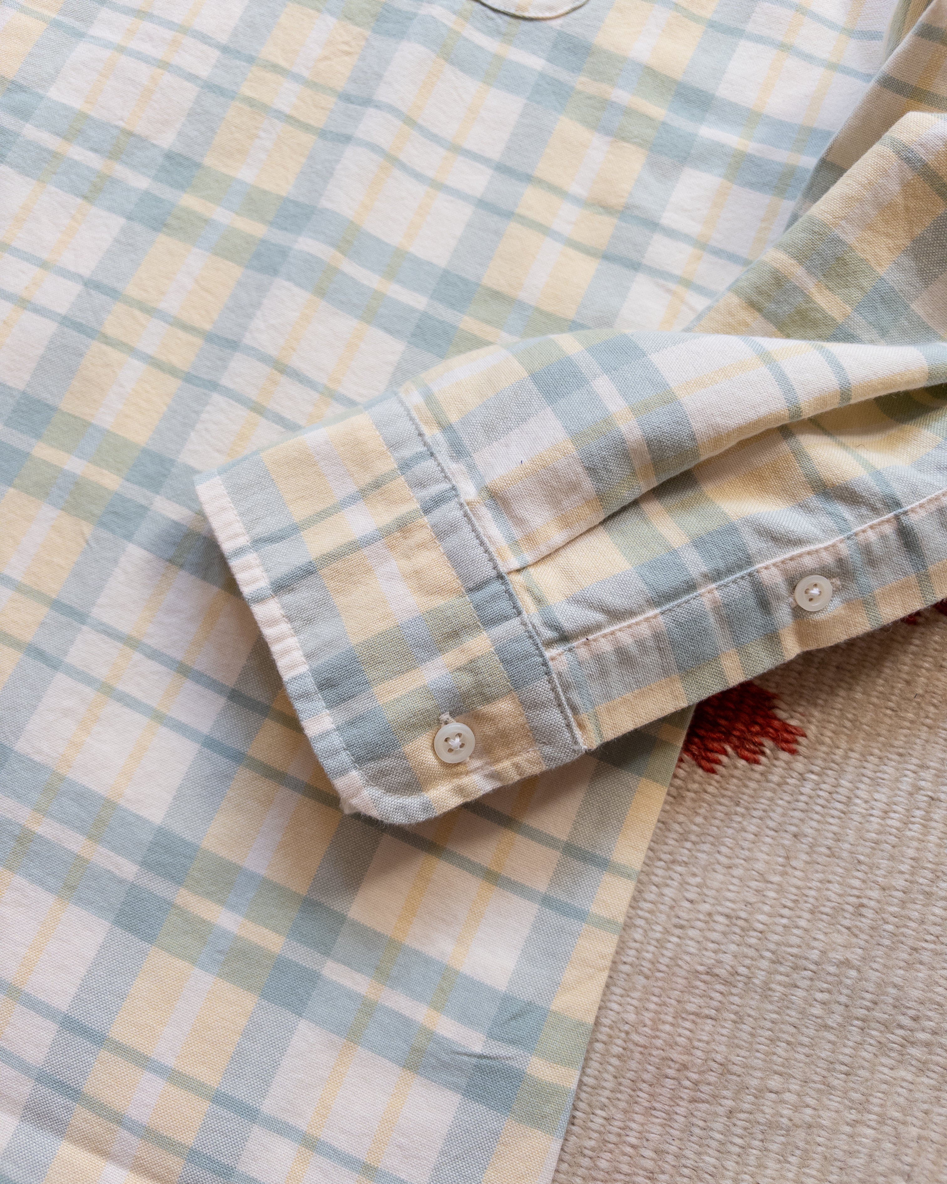 Oxford Cloth Button Down Popover - Sage and Sunflower Plaid