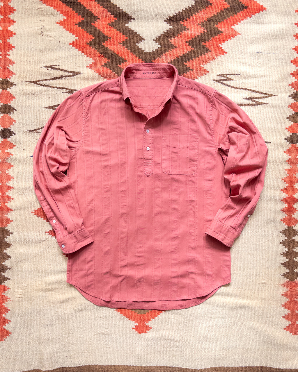 French Hickory Stripe Popover Button Down - Poppy Red