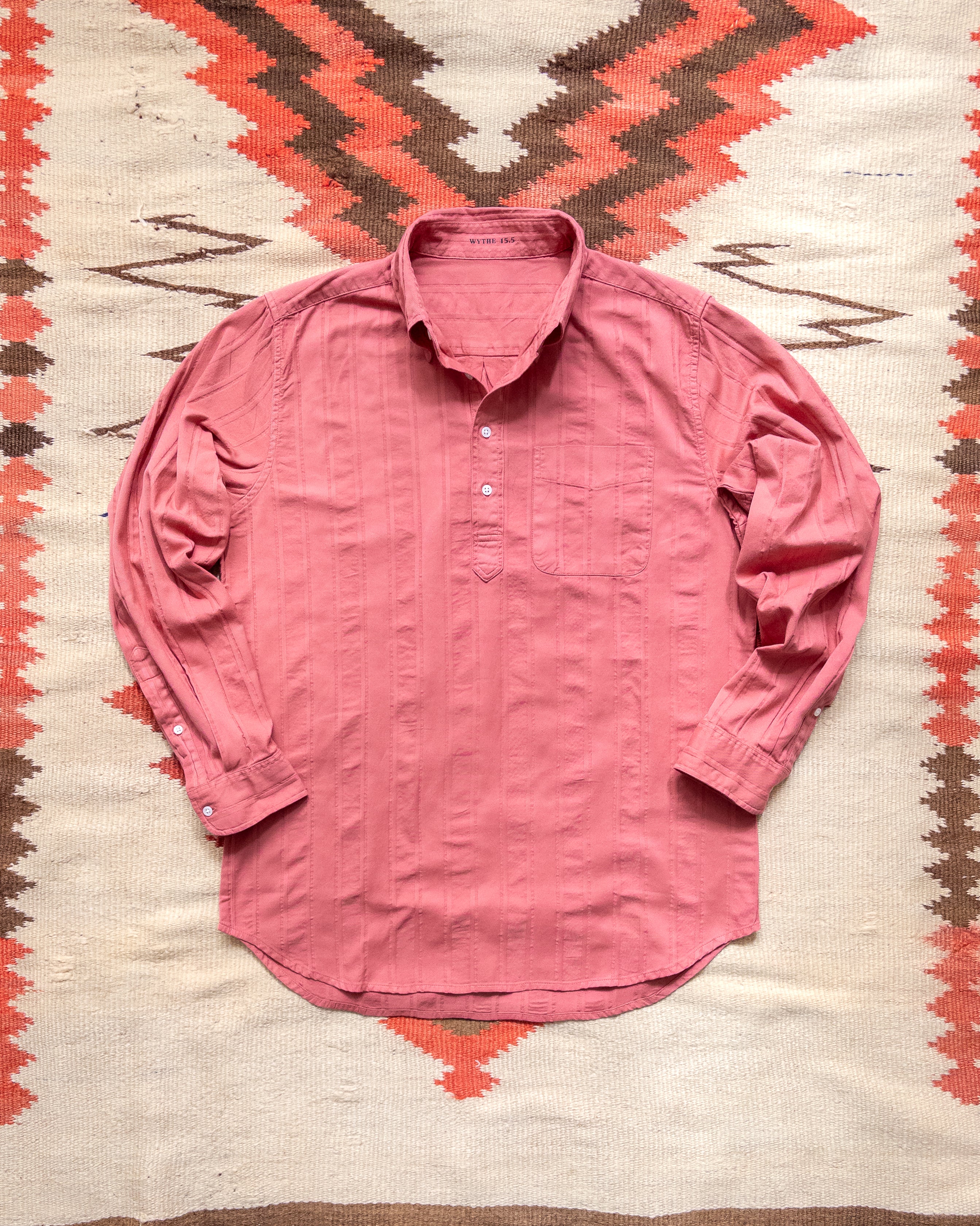 French Hickory Stripe Popover Button Down - Poppy Red