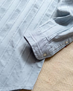 French Hickory Stripe Popover Button Down - Faded Bench Blue