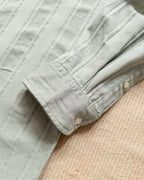 French Hickory Stripe Popover Button Down - Sage
