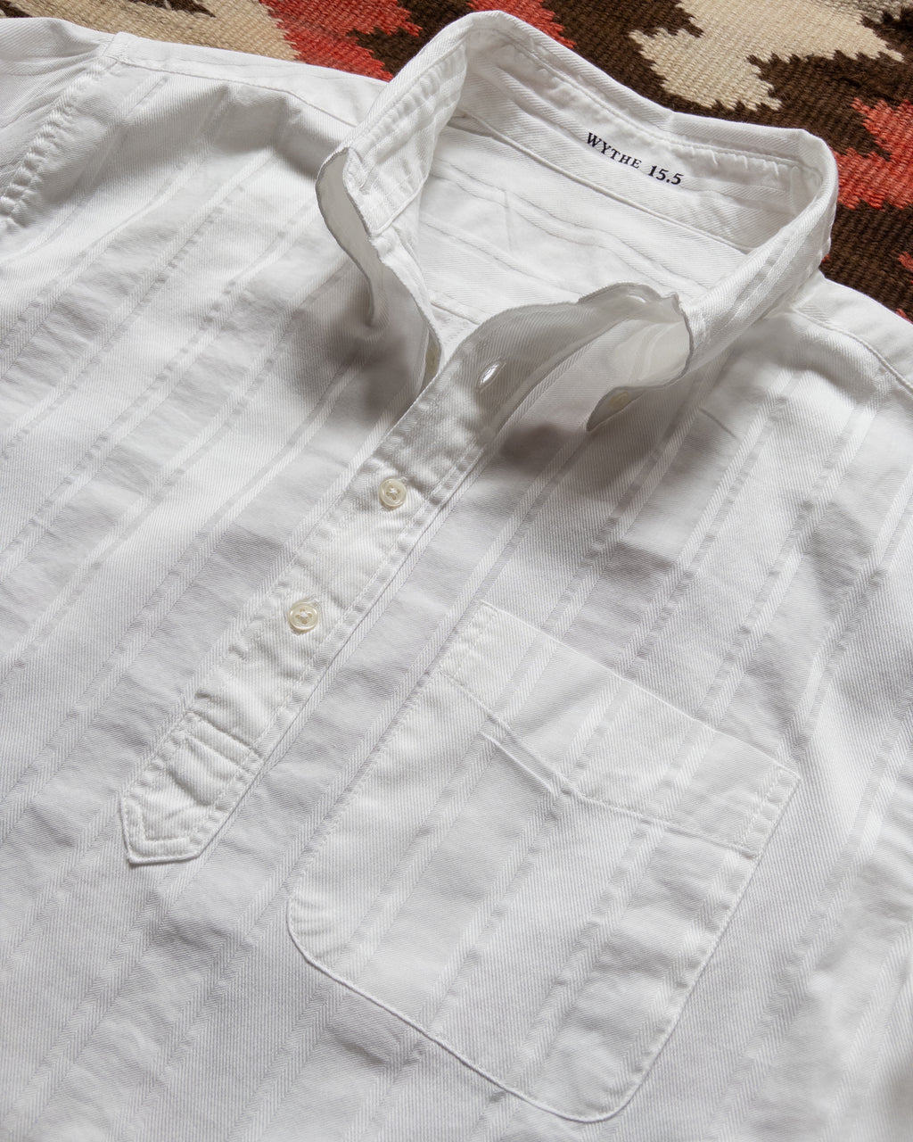 French Hickory Stripe Popover Button Down - Unbleached
