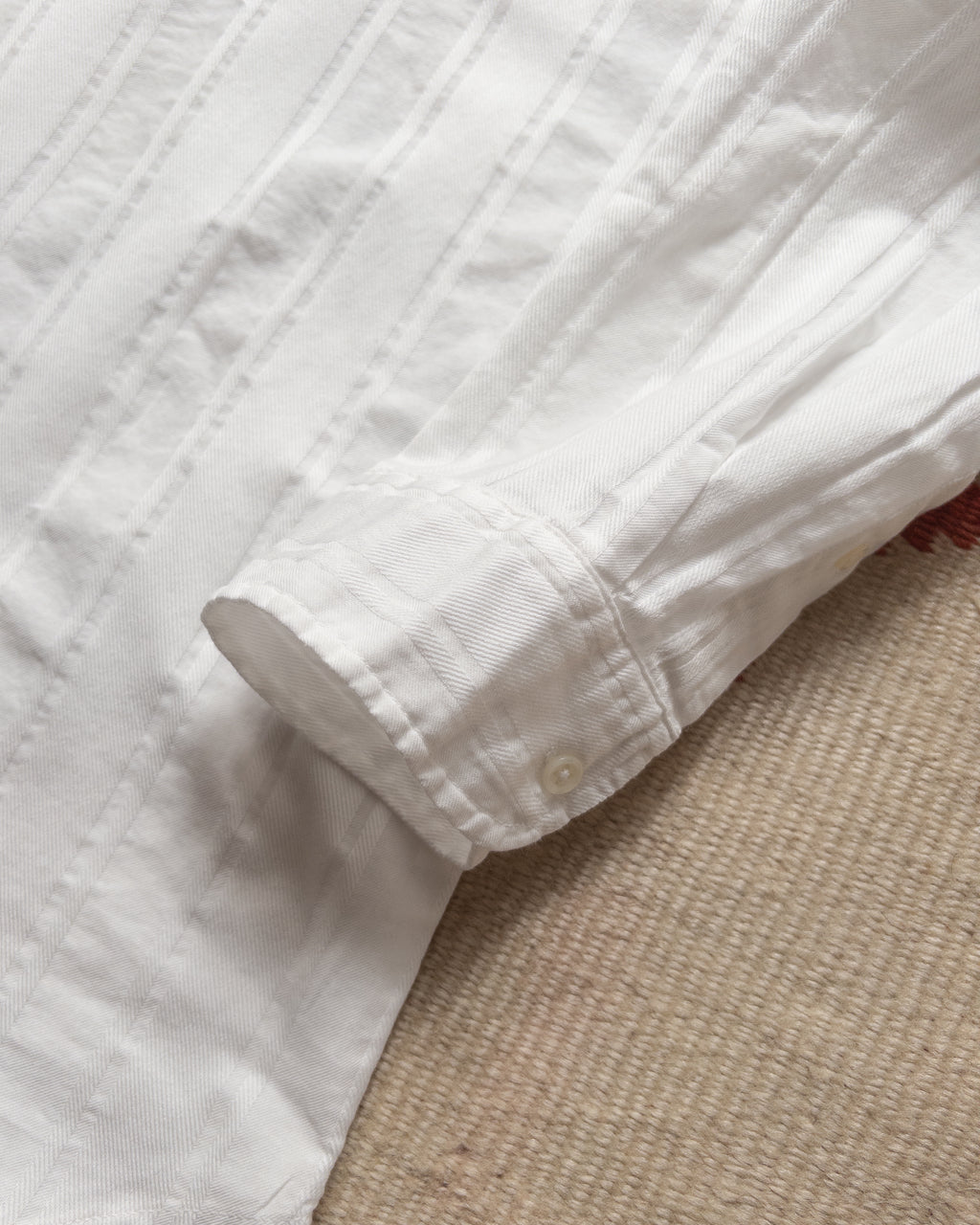 French Hickory Stripe Popover Button Down - Unbleached