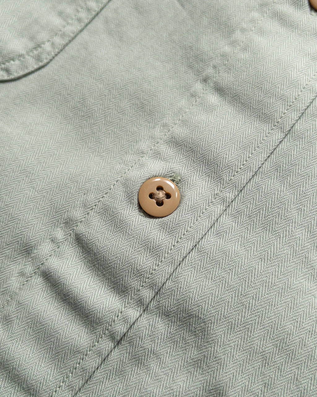 Cotton Herringbone Officer's Shirt - Sage
