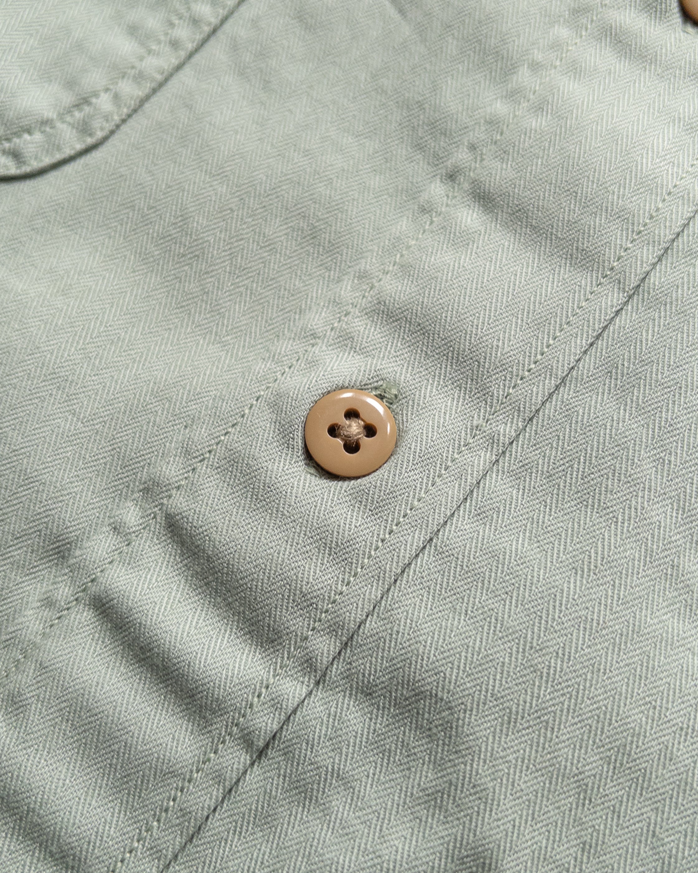 Cotton Herringbone Officer's Shirt - Sage