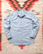 Cotton Herringbone Officer's Shirt - Faded Bench Blue