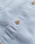 Cotton Herringbone Officer's Shirt - Faded Bench Blue