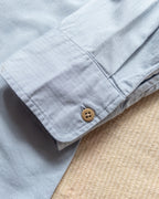 Cotton Herringbone Officer's Shirt - Faded Bench Blue