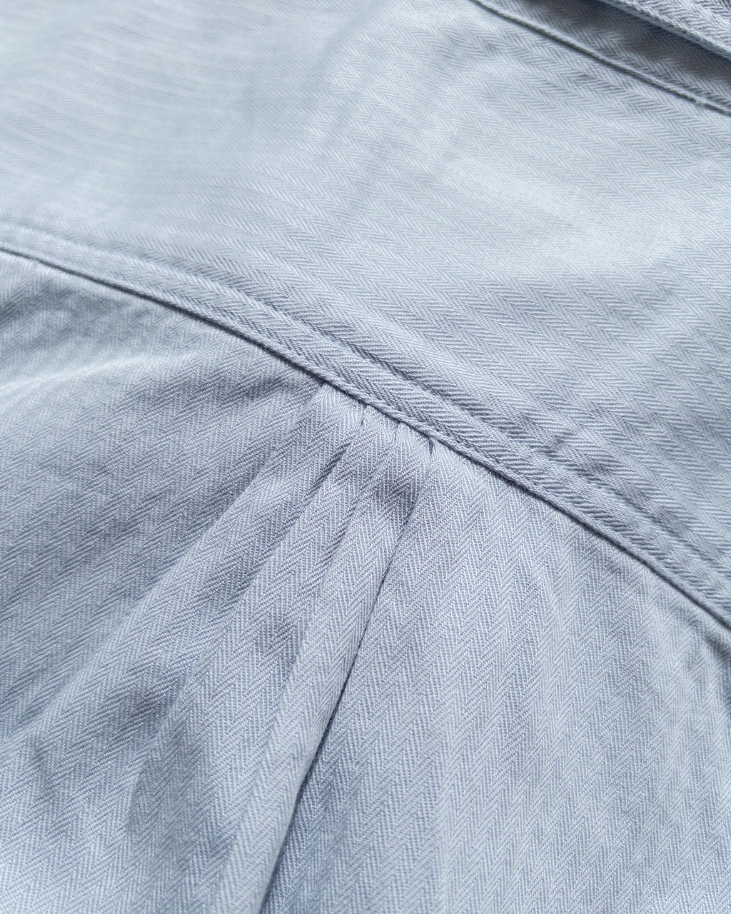 Cotton Herringbone Officer's Shirt - Faded Bench Blue