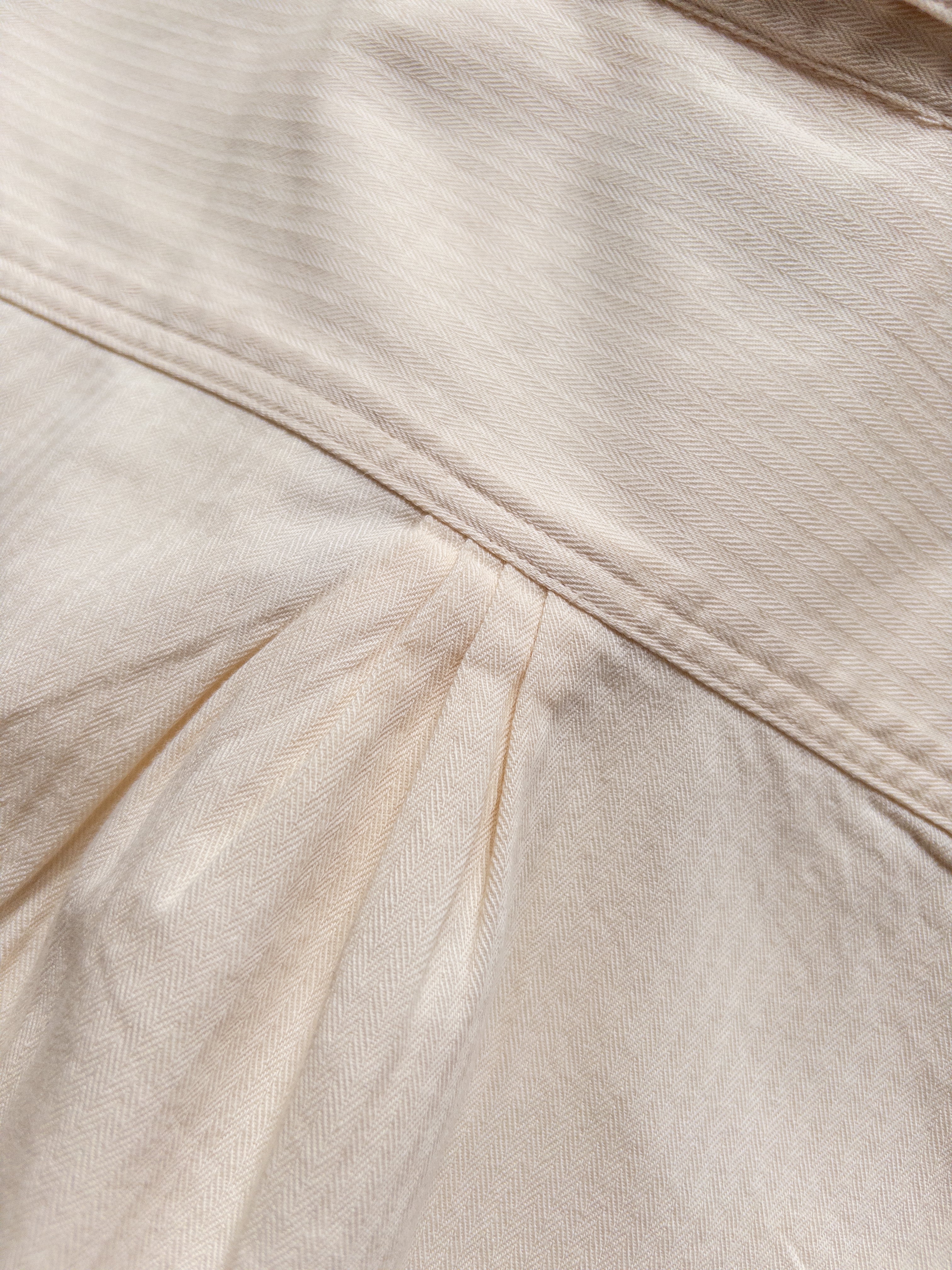 Cotton Herringbone Officer's Shirt - Buttermilk