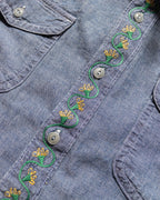 Embroidered Chambray Workshirt - Rinsed Indigo