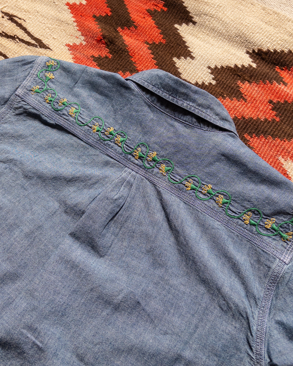 Embroidered Chambray Workshirt - Rinsed Indigo