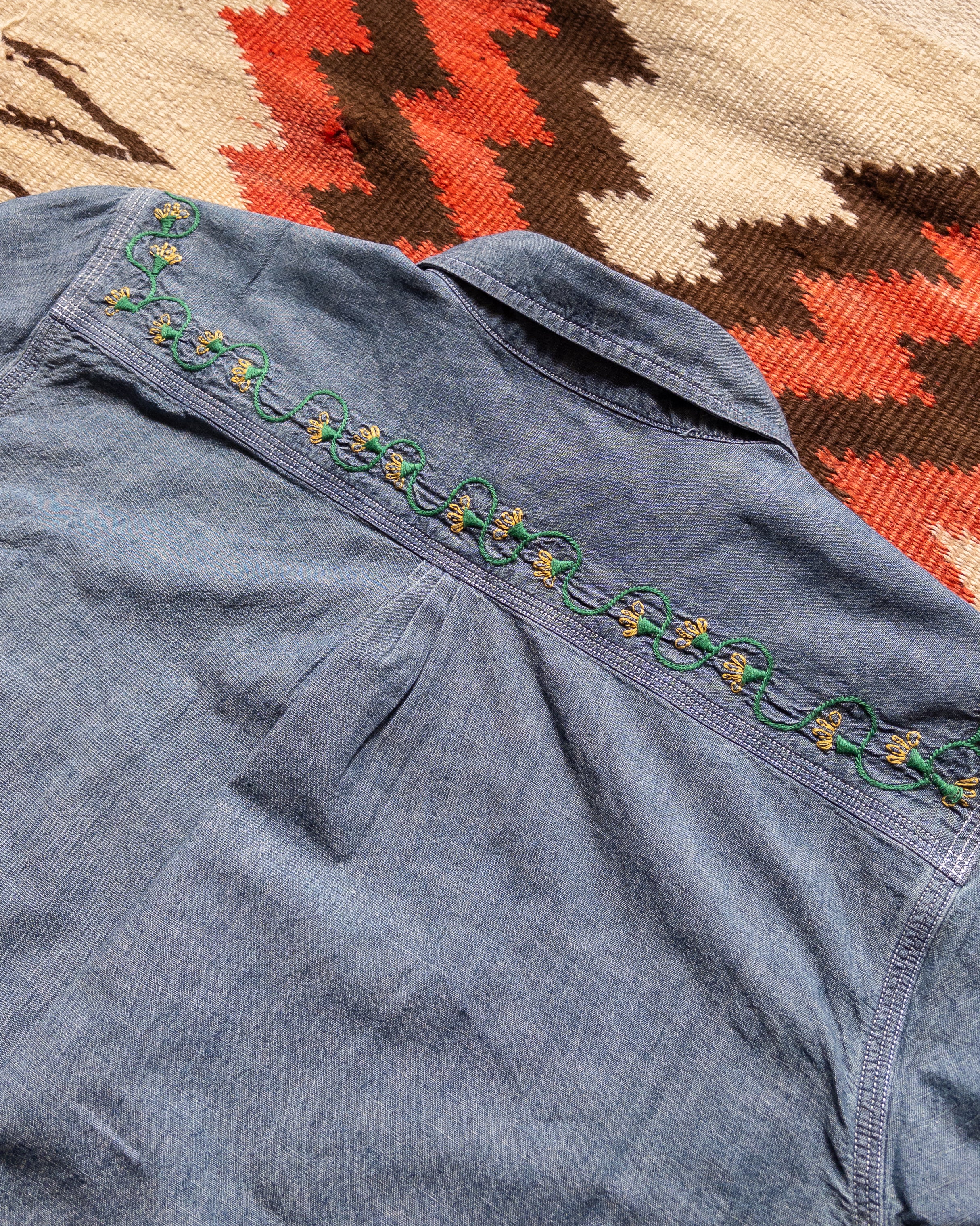 Embroidered Chambray Workshirt - Rinsed Indigo