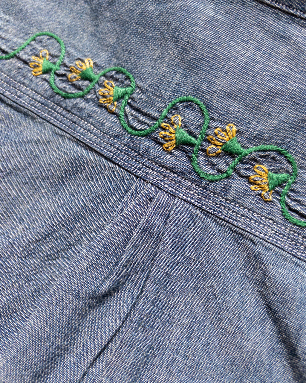 Embroidered Chambray Workshirt - Rinsed Indigo