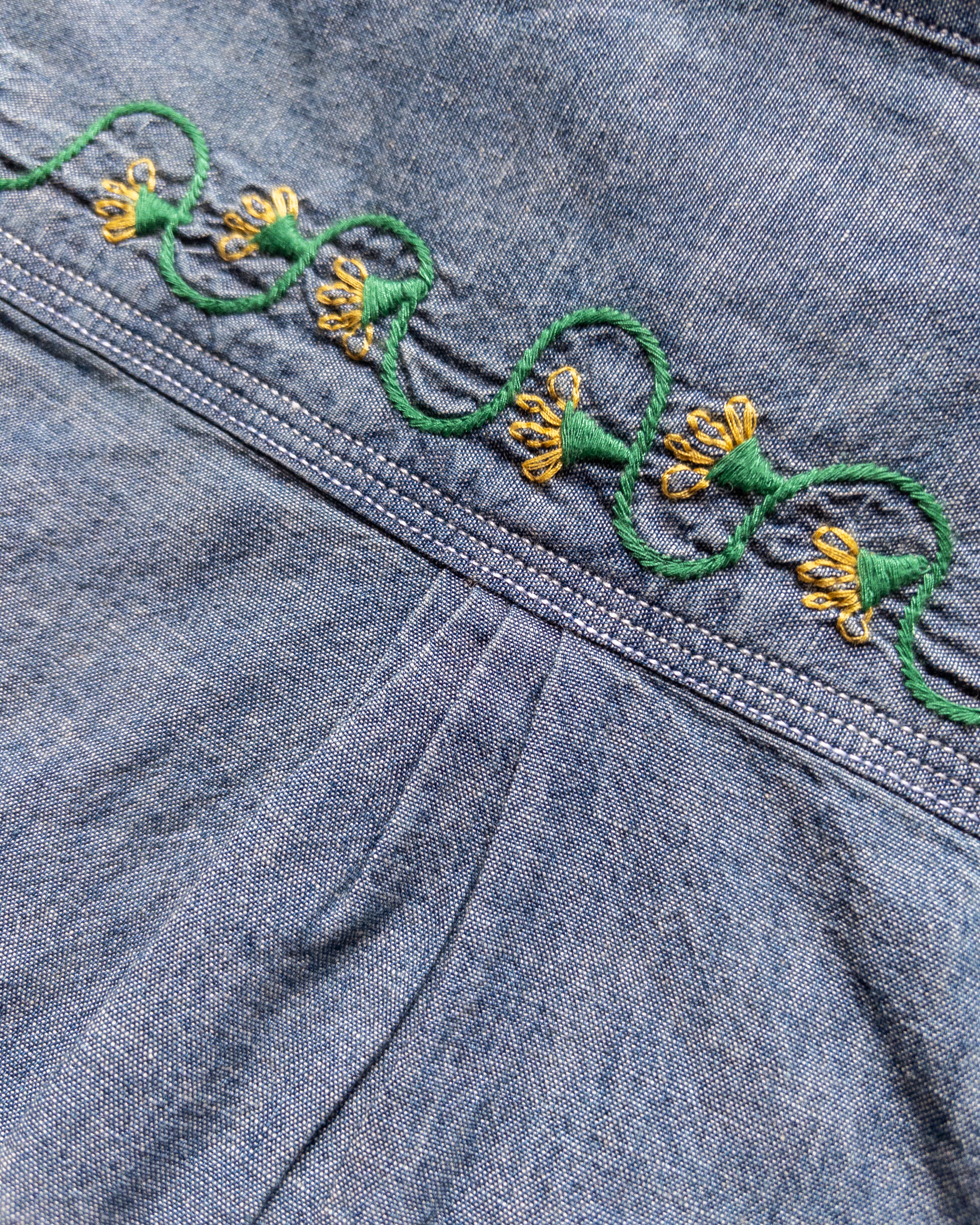 Embroidered Chambray Workshirt - Rinsed Indigo
