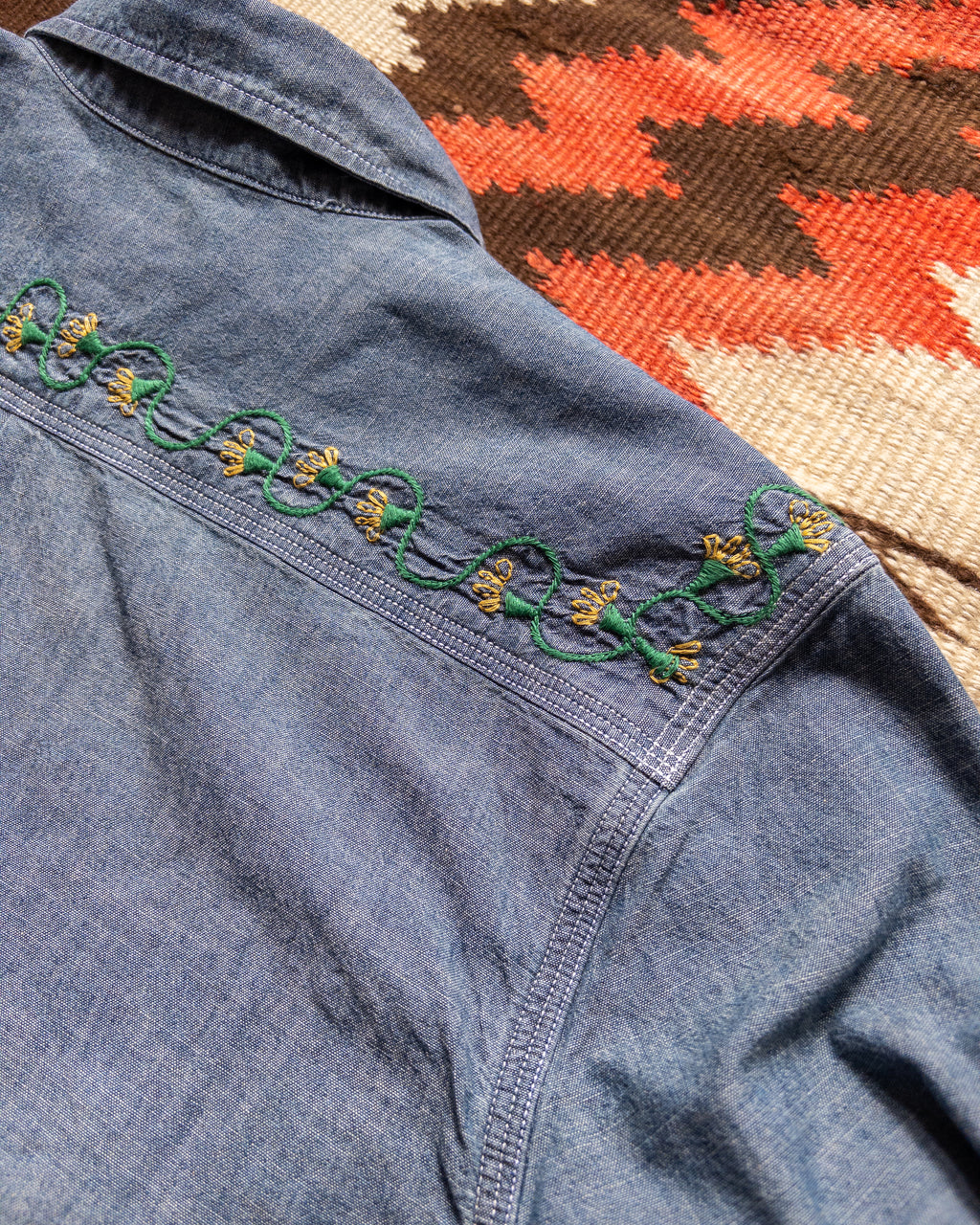 Embroidered Chambray Workshirt - Rinsed Indigo
