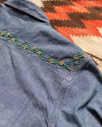 Embroidered Chambray Workshirt - Rinsed Indigo