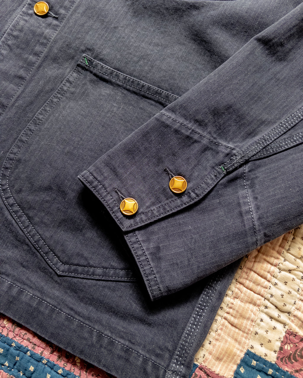 Japanese Cotton Herringbone Barn Jacket - Faded Navy