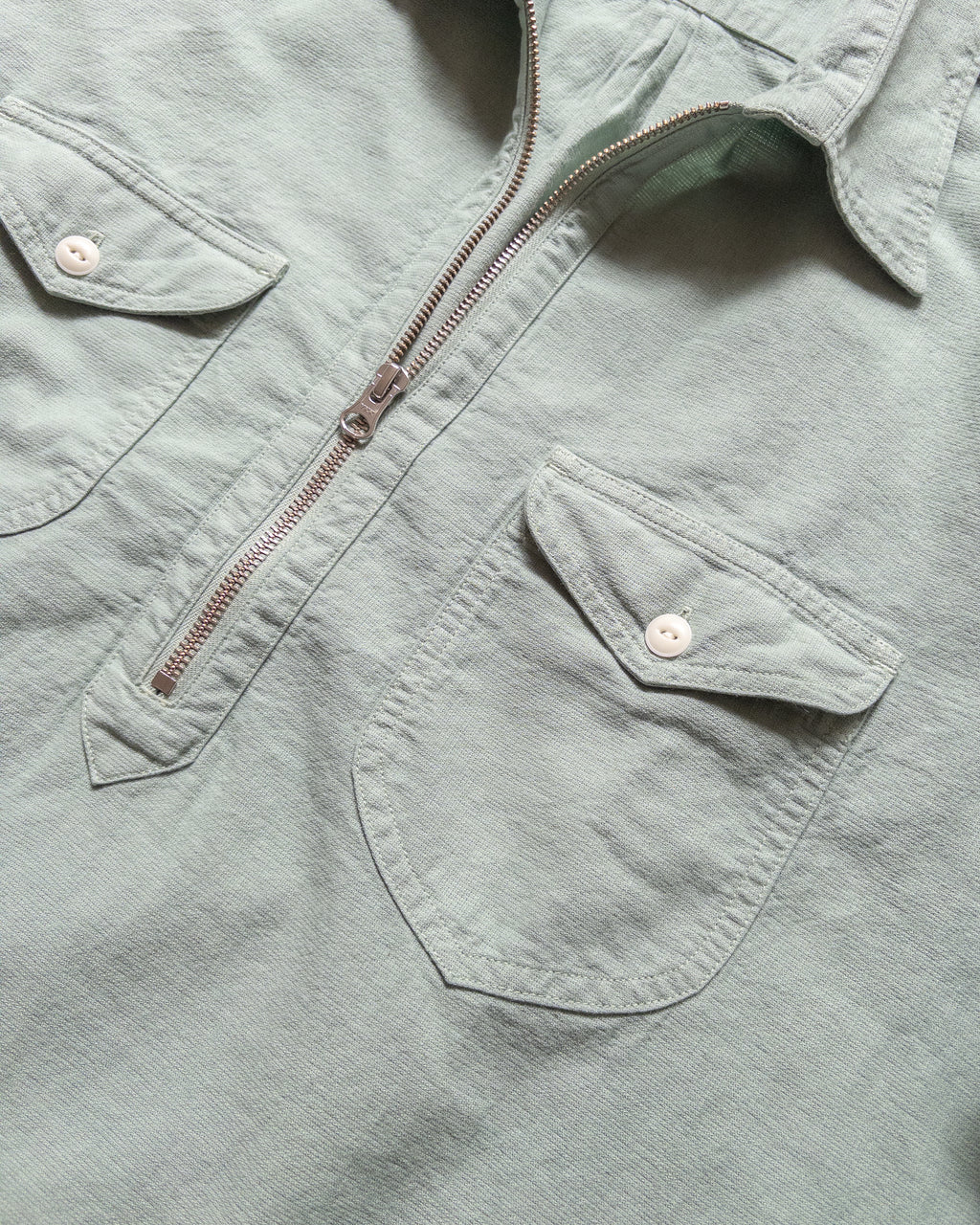 Aertex Half-Zip Shirt - Sage