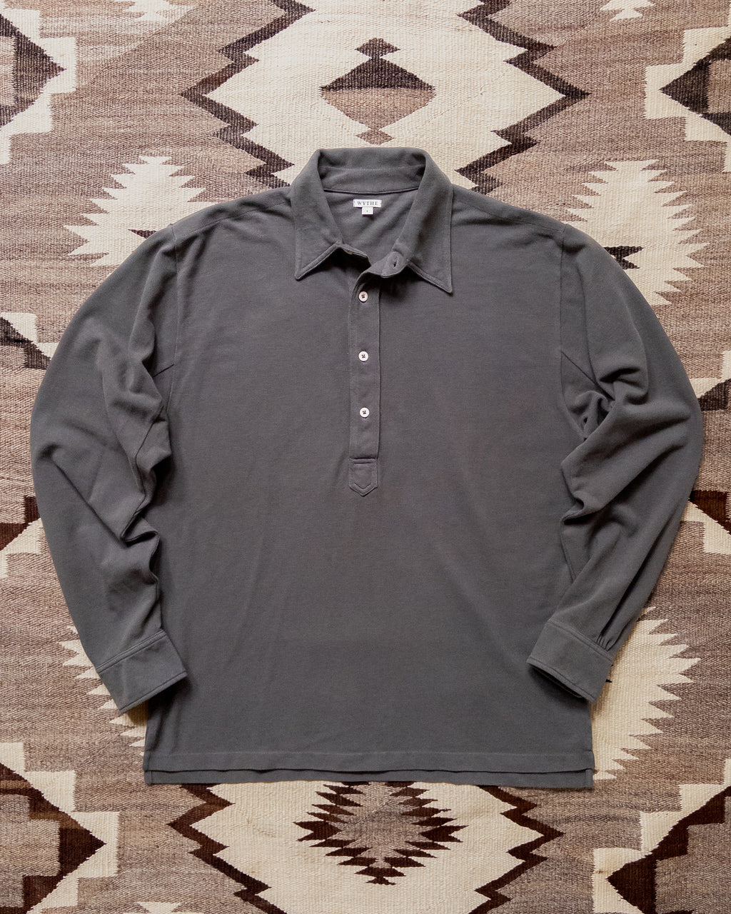 Garment Dyed Longsleeve Polo - Faded Black