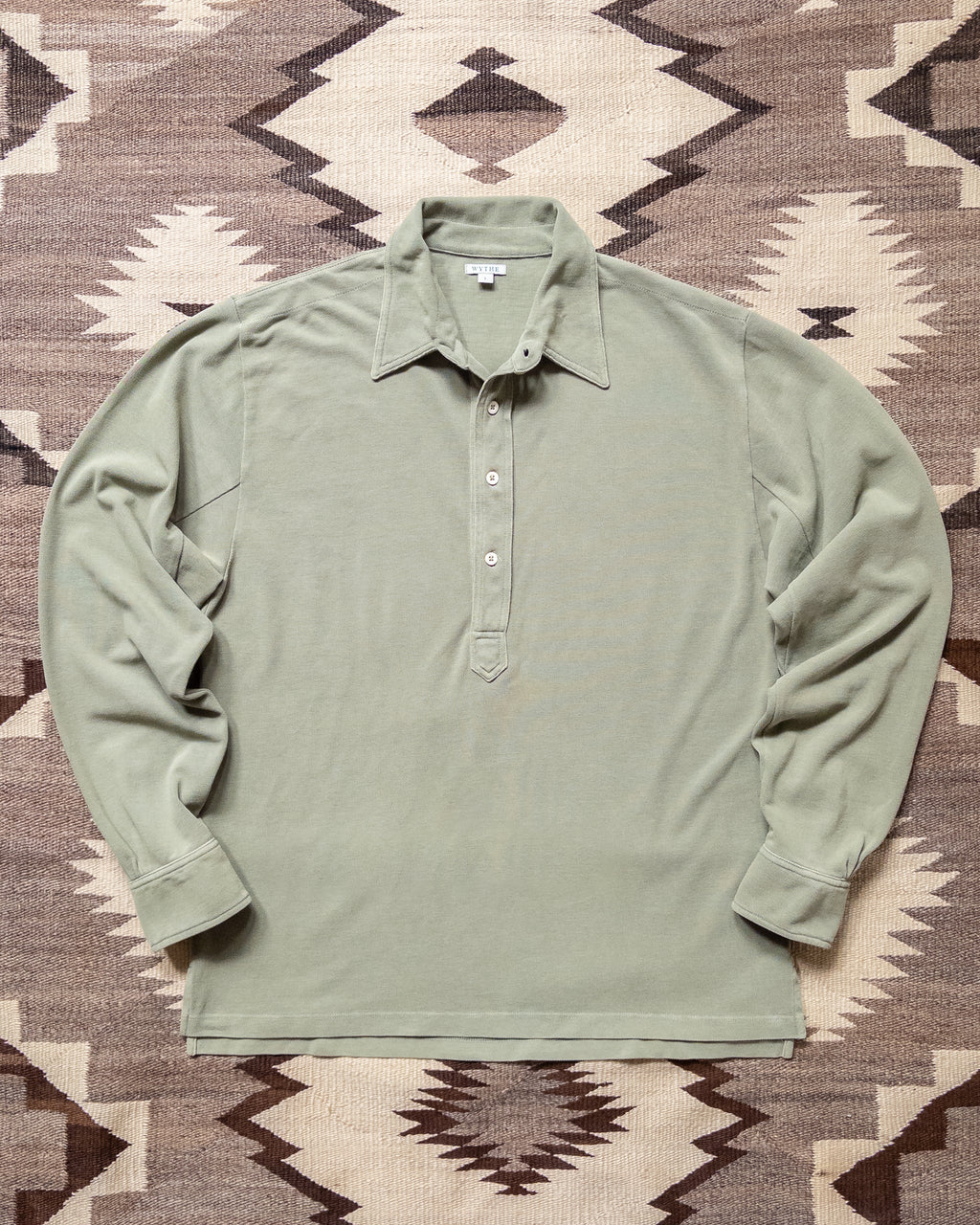 Garment Dyed Longsleeve Polo - Faded Olive