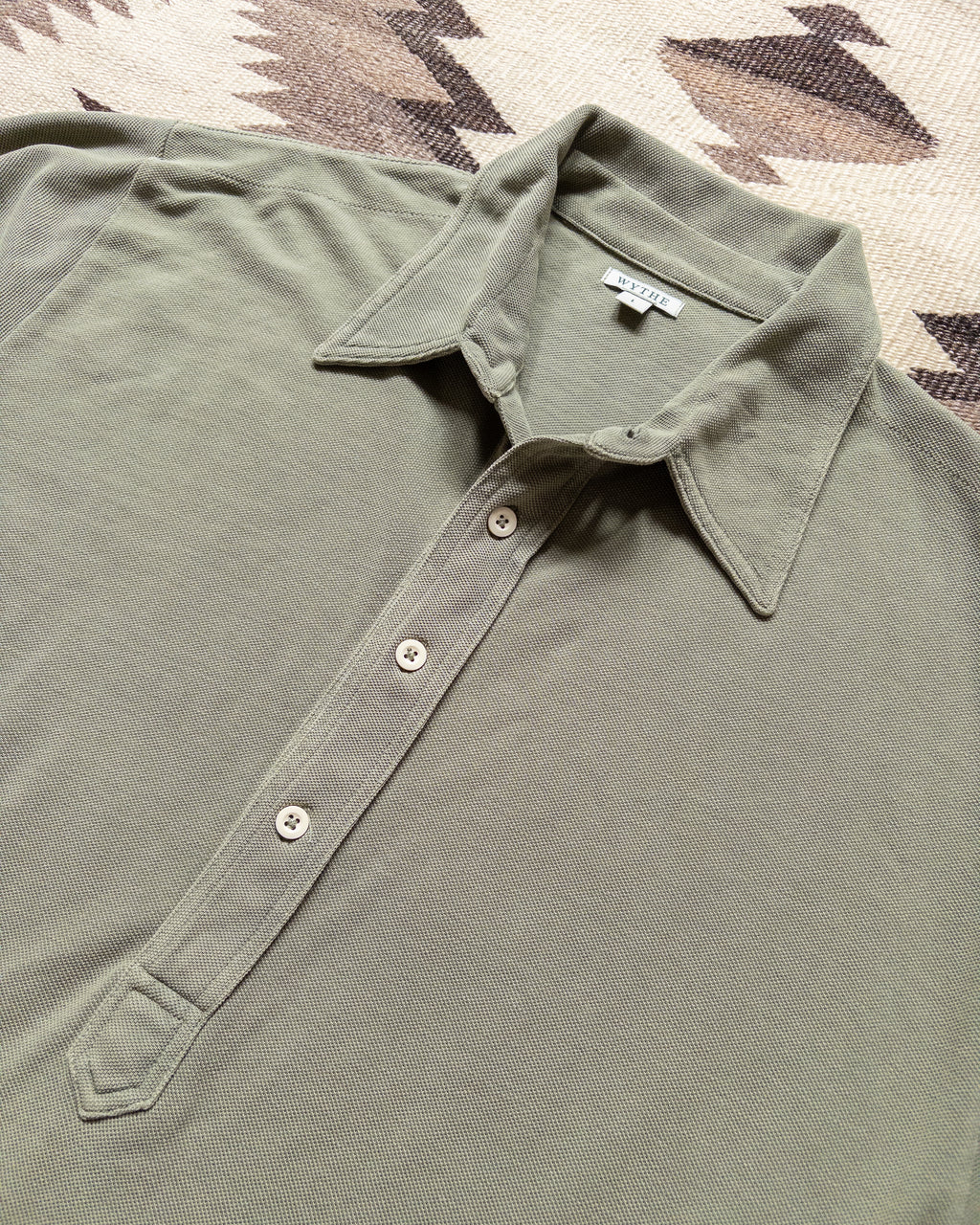 Garment Dyed Longsleeve Polo - Faded Olive