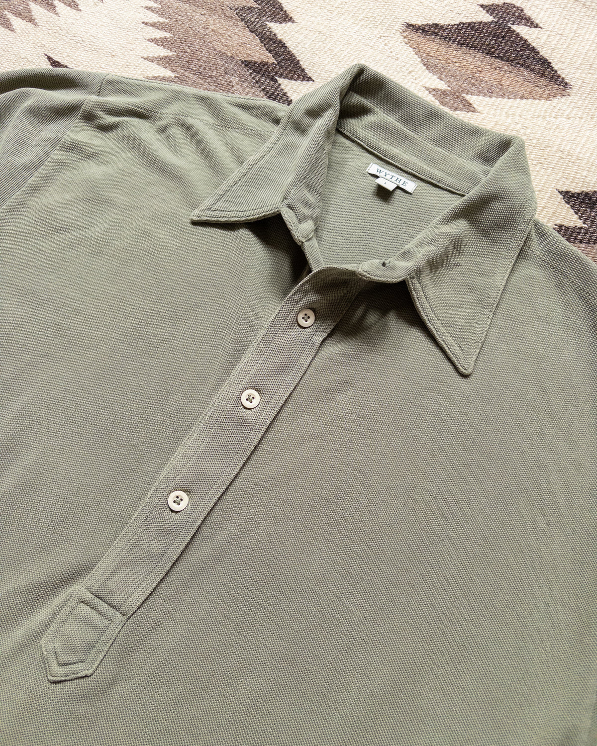 Garment Dyed Longsleeve Polo - Faded Olive