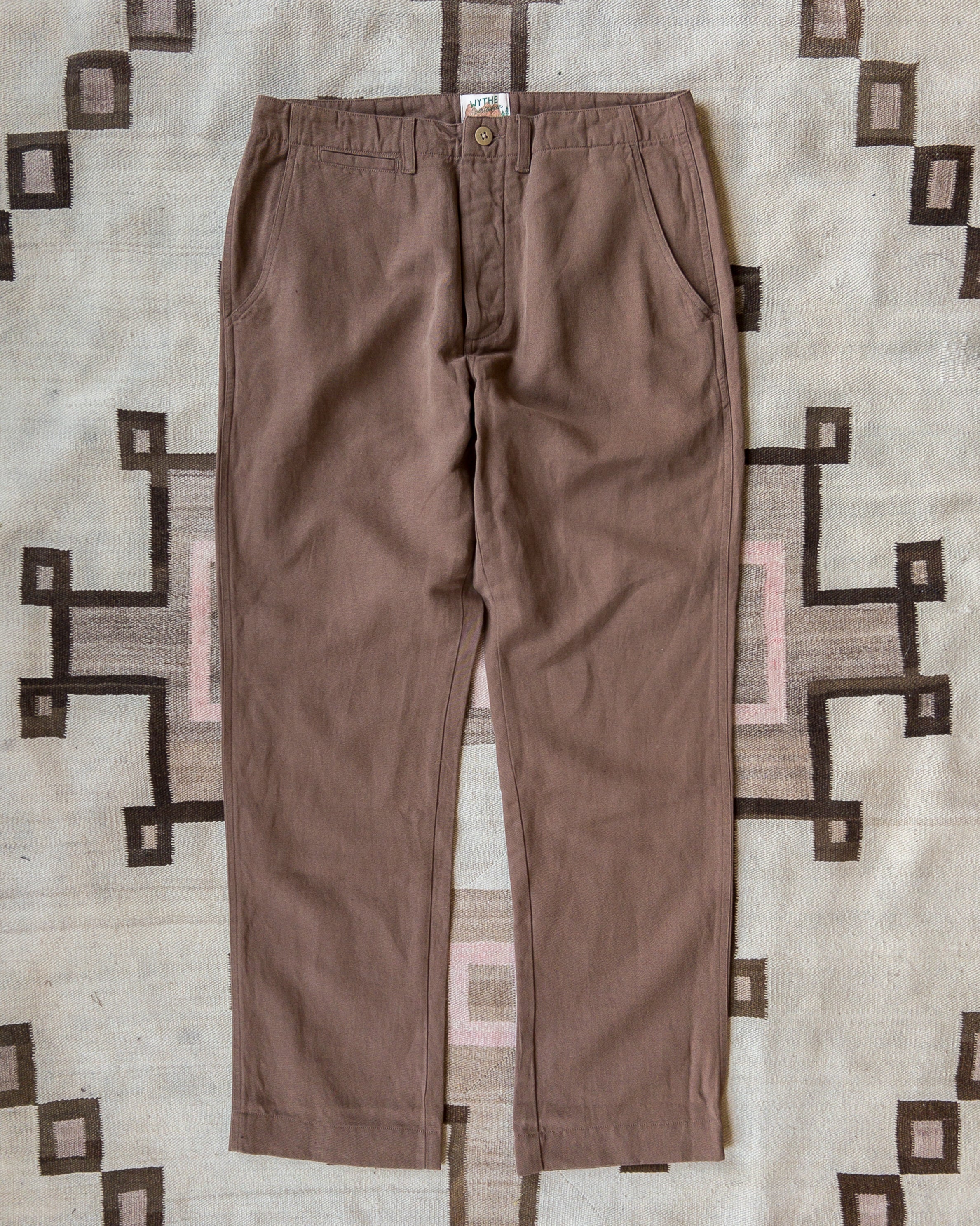 Flat Front Cotton Linen Twill Chino - Churro Brown