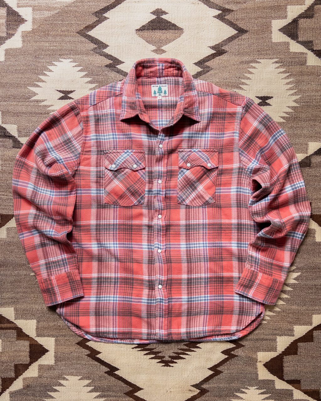 Washed Flannel Pearlsnap Shirt - Cactus Flower Plaid