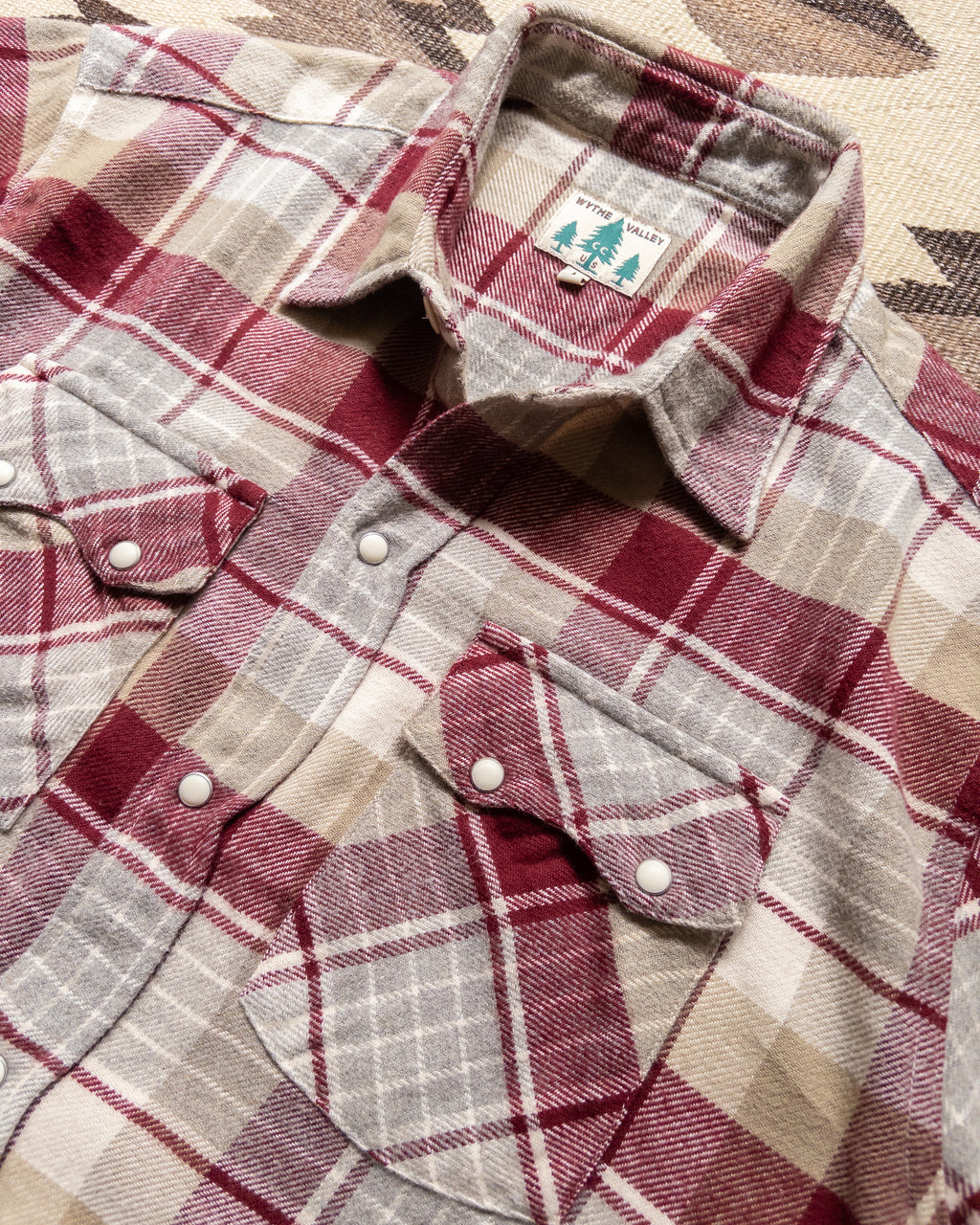Washed Flannel Pearlsnap Shirt - Merlot Plaid