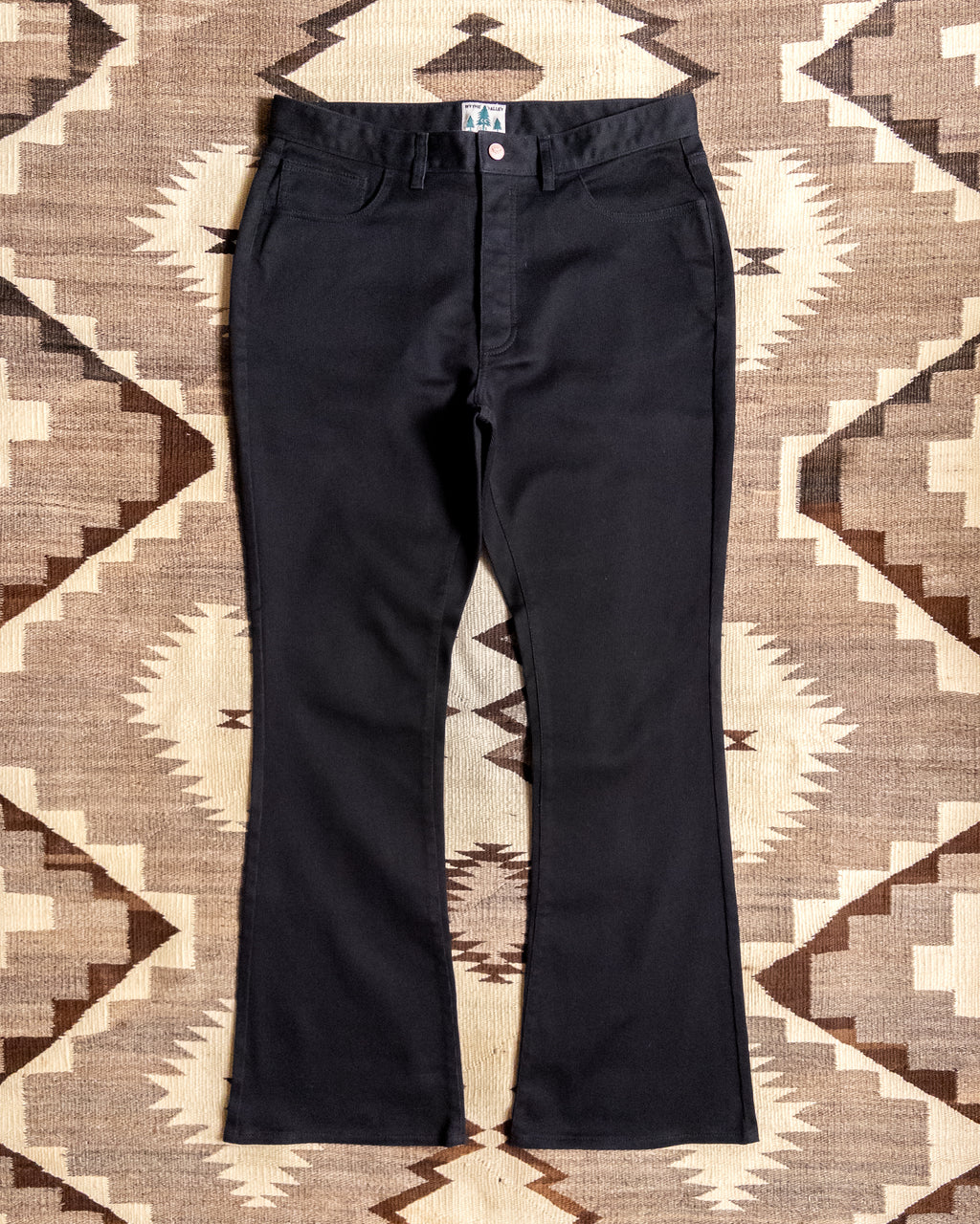 Flared Bedford Cord Five Pocket Pants - Black
